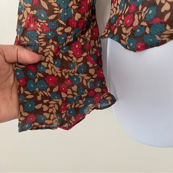 100% Silk Garnet Hill Boho Floral Print Women’s Top Blouse Long Sleeve Shirt 16 - Picture 5 of 9